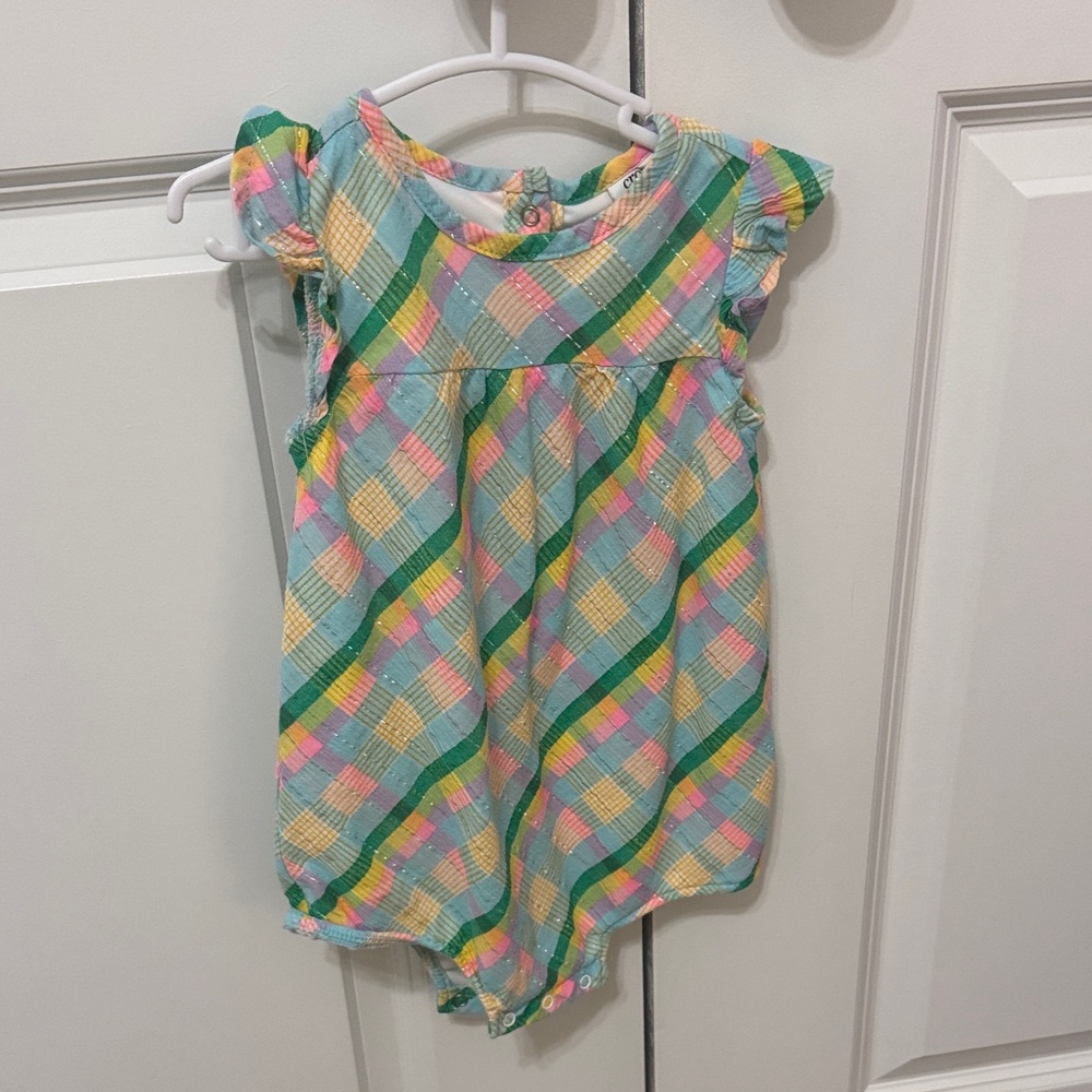 Crown & Ivy Colorful Plaid Baby Romper
